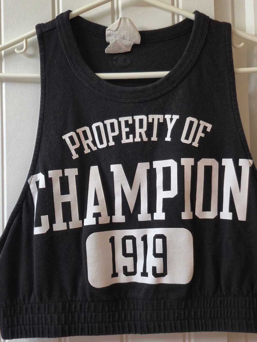 Womens Retro Champion "Property of Champion 1919" Cropped Tank Top Size Medium